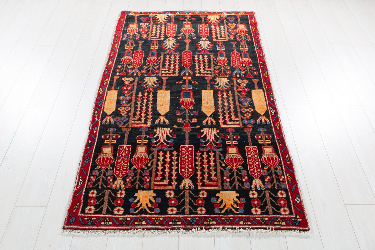 Antique Deep Navy Blue Hand-Knotted Wool Rug – 5' 9" x 3' 5" (176 x 103 cm)