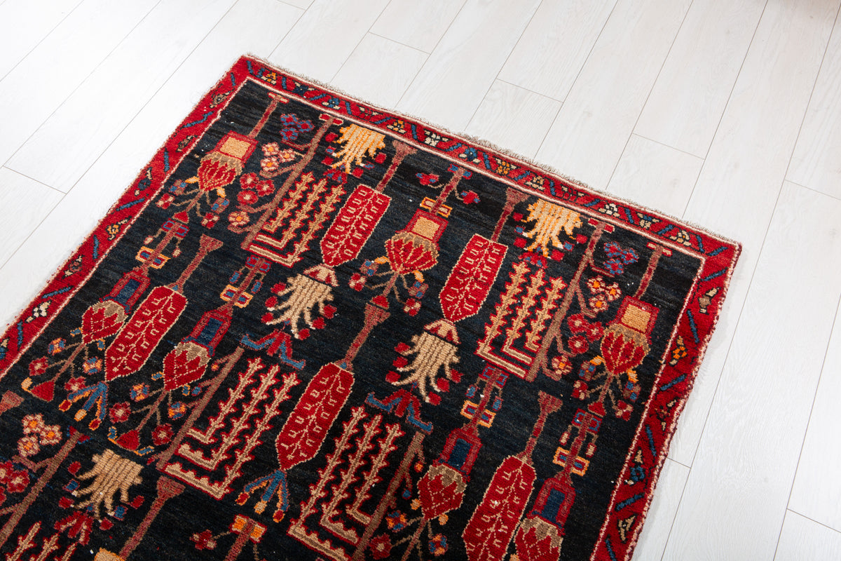 Antique Deep Navy Blue Hand-Knotted Wool Rug – 5' 9" x 3' 5" (176 x 103 cm)