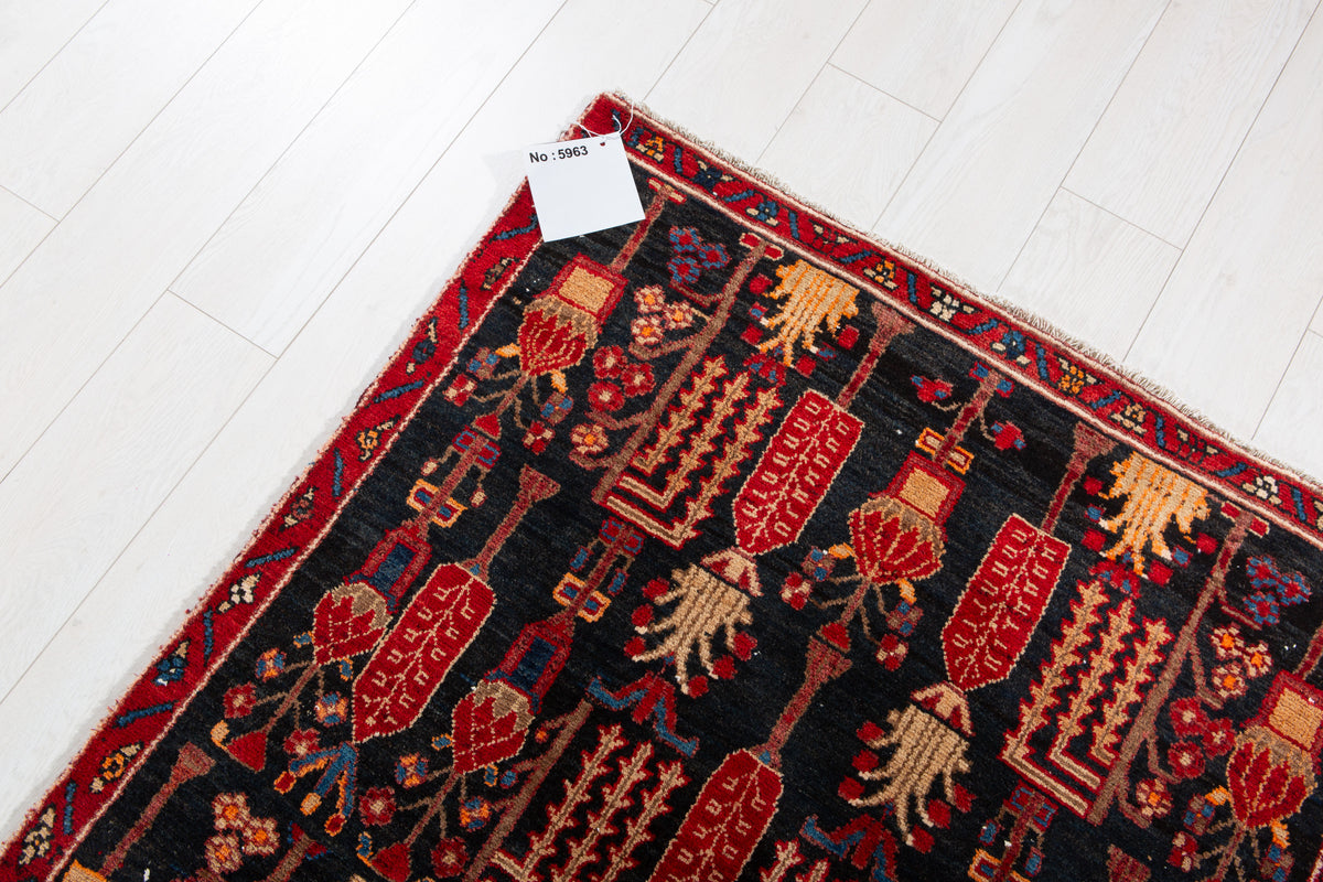 Antique Deep Navy Blue Hand-Knotted Wool Rug – 5' 9" x 3' 5" (176 x 103 cm)