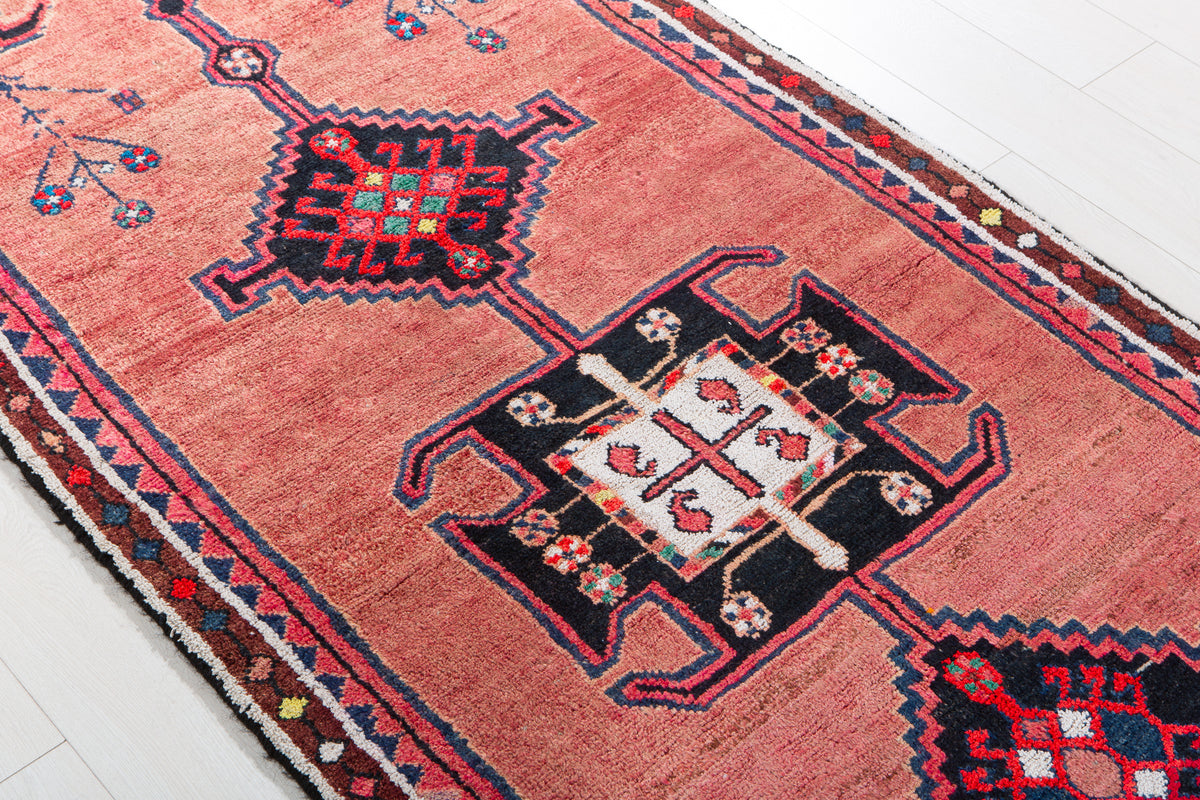 Vintage Pink Hand-Knotted Wool Rug – 7' 1" x 3' 3" (216 x 98 cm)