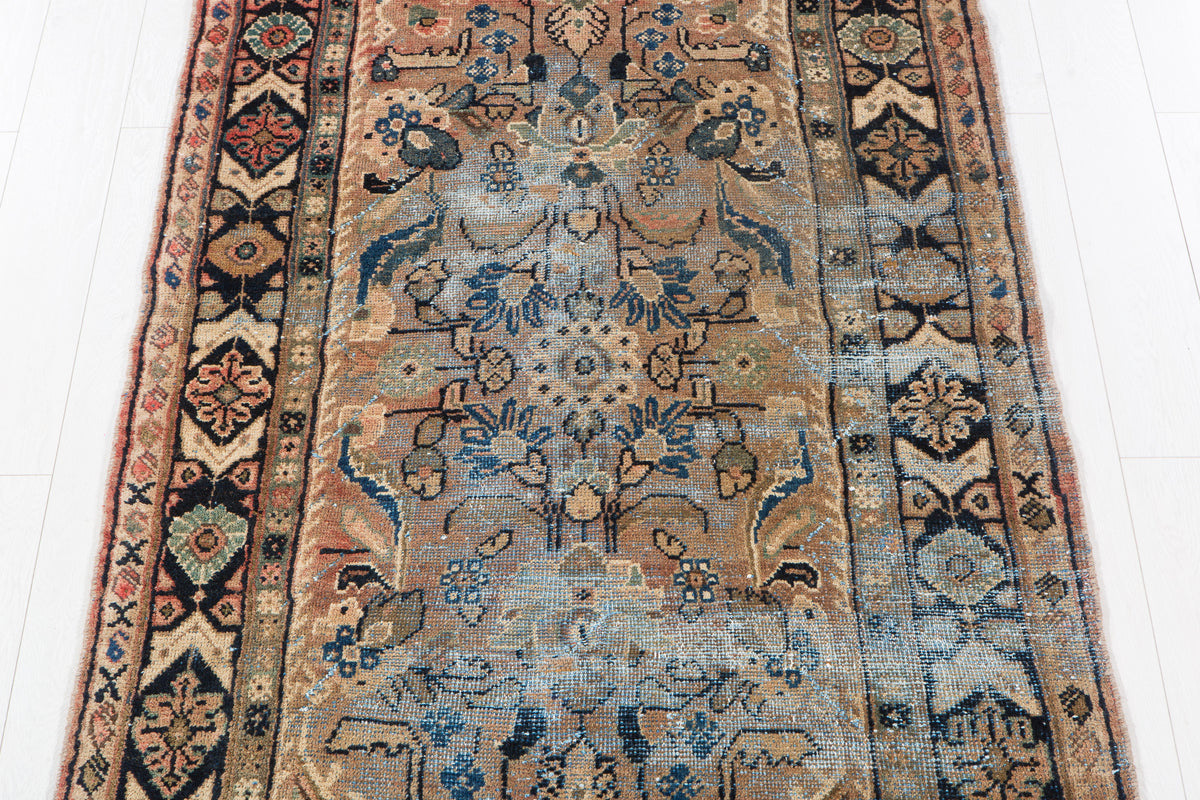 Antique Orange Rust Hand-Knotted Wool Rug – 7' 8" x 3' 10" (234 x 118 cm)
