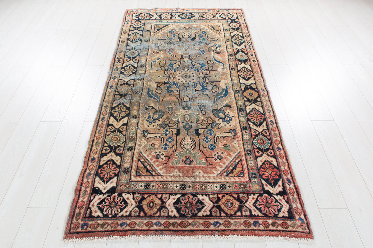 Antique Orange Rust Hand-Knotted Wool Rug – 7' 8" x 3' 10" (234 x 118 cm)