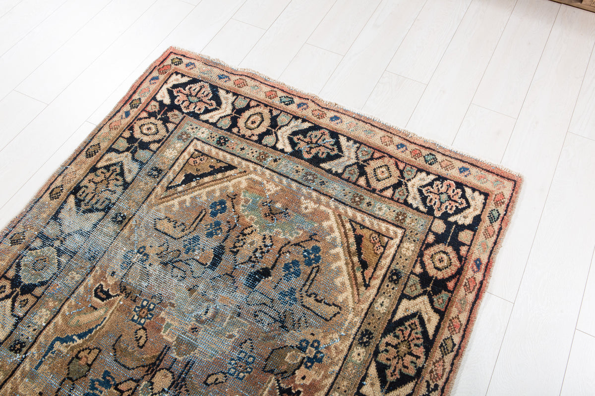 Antique Orange Rust Hand-Knotted Wool Rug – 7' 8" x 3' 10" (234 x 118 cm)