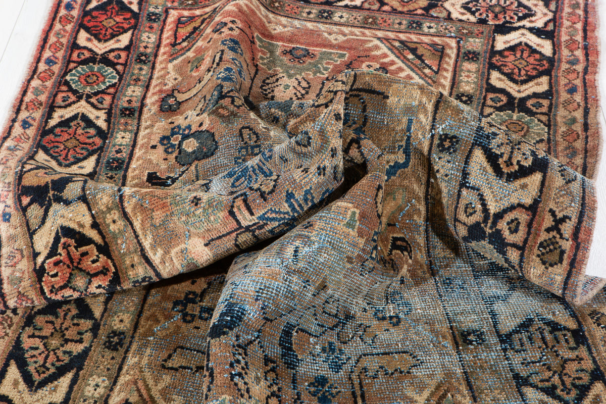 Antique Orange Rust Hand-Knotted Wool Rug – 7' 8" x 3' 10" (234 x 118 cm)