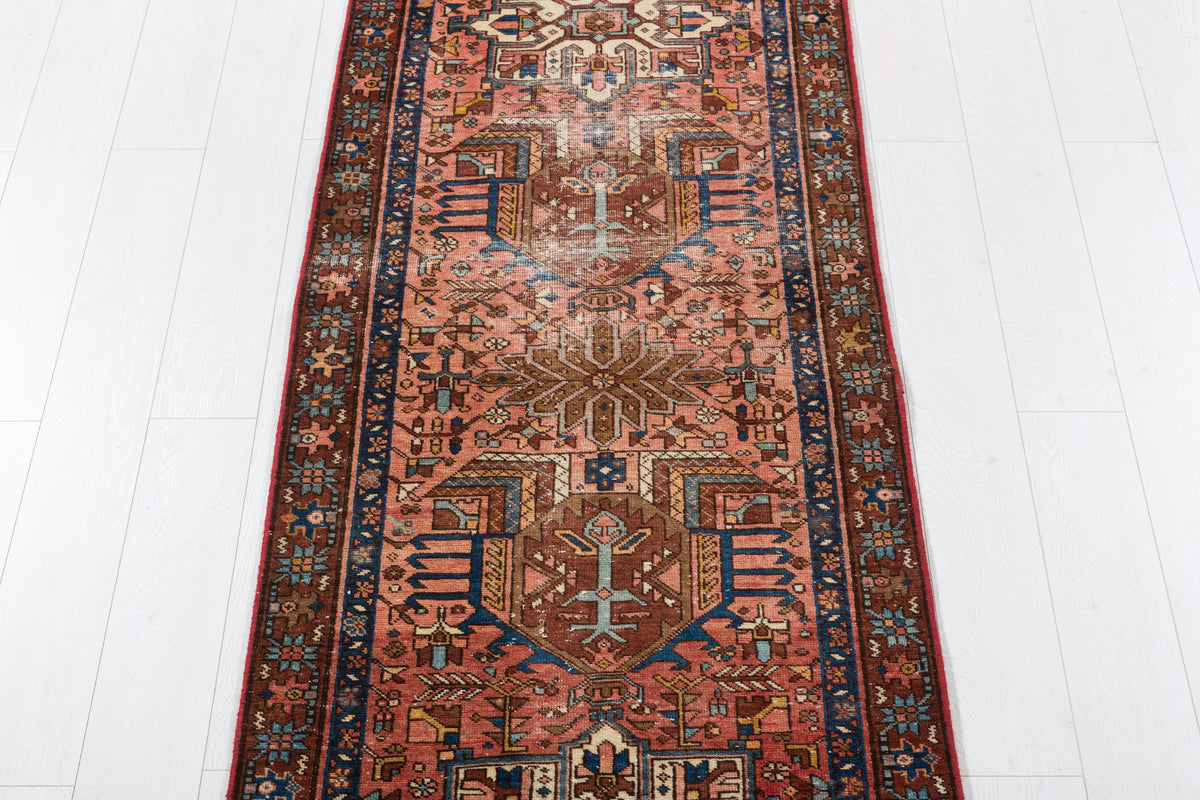 Antique Medallion Runner Rug, Faded Red – 10' 9" x 2' 9" (327 x 83 cm)