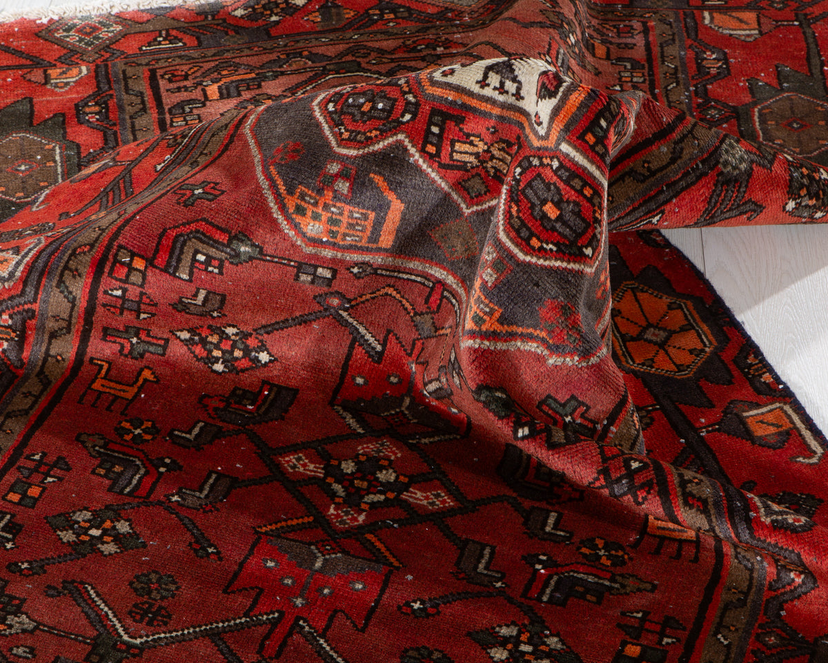 Tapis vintage en laine nouée à la main, bordeaux – 6' 0" x 3' 7" (183 x 110 cm)