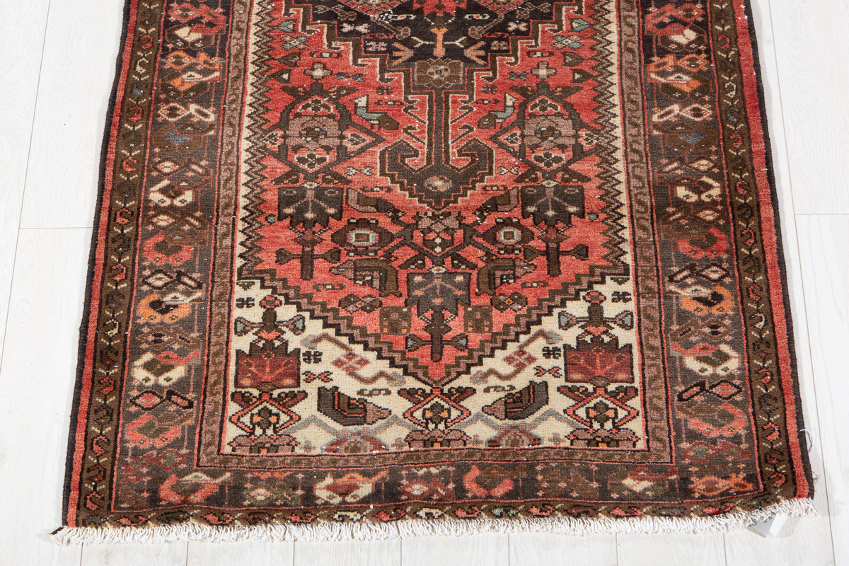 Tapis ancien en laine nouée à la main, rouge rouille délavé – 6' 6" x 3' 3" (199 x 100 cm)