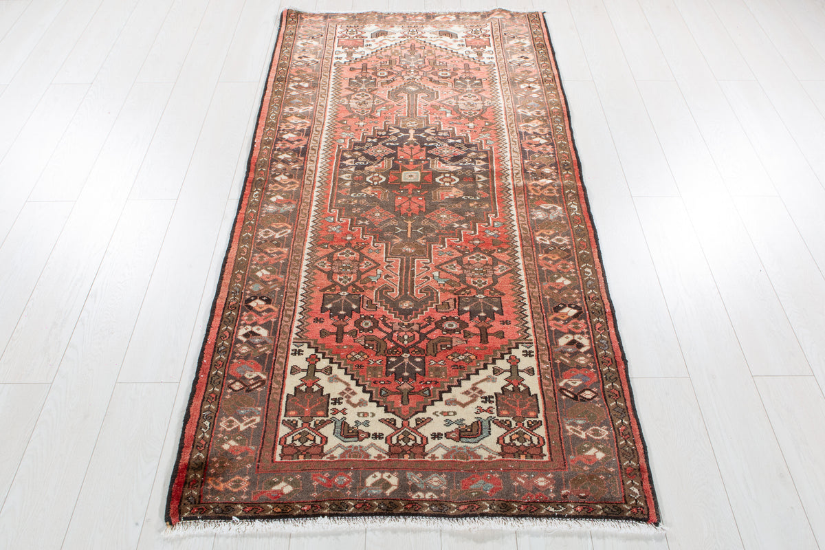 Tapis ancien en laine nouée à la main, rouge rouille délavé – 6' 6" x 3' 3" (199 x 100 cm)