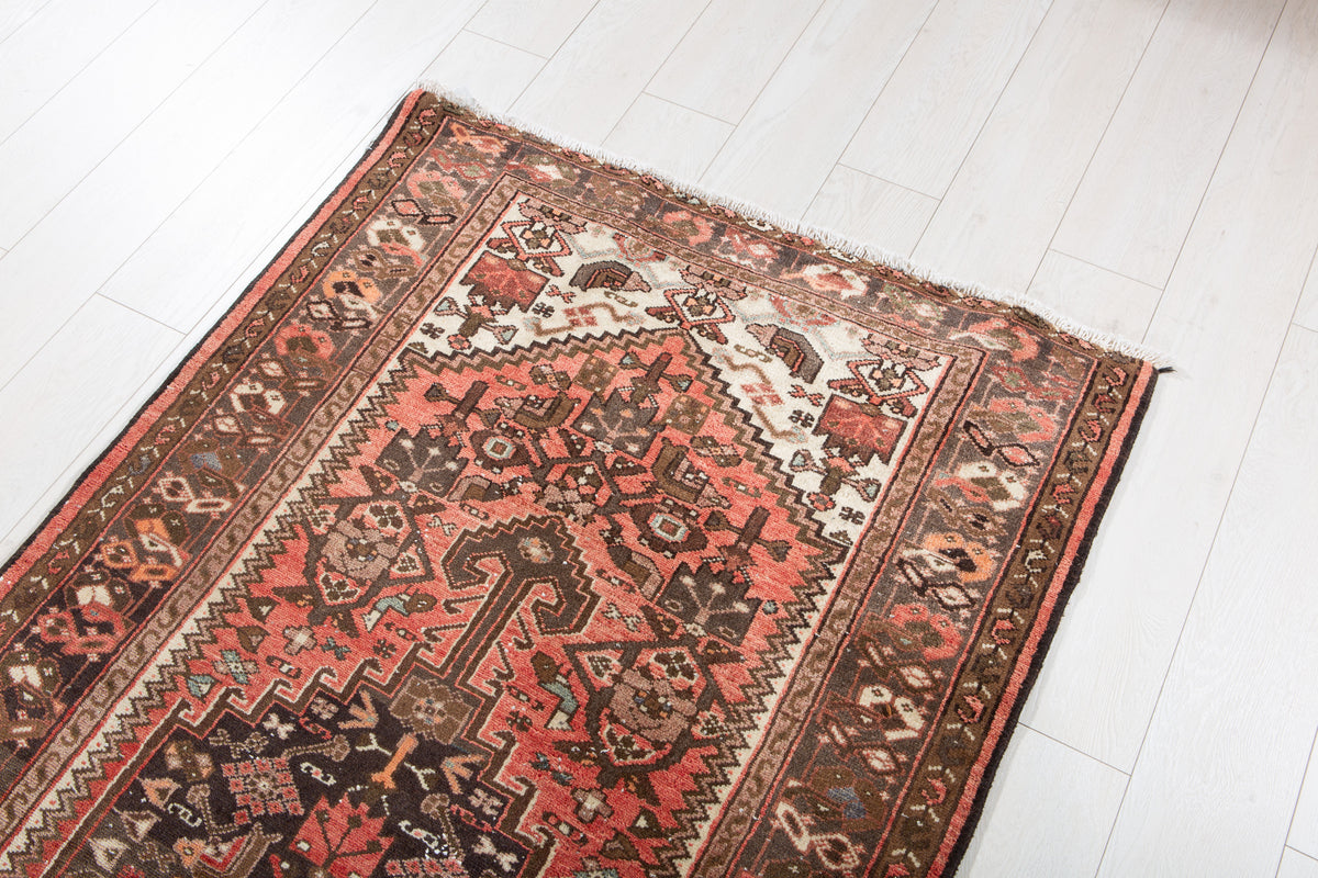 Tapis ancien en laine nouée à la main, rouge rouille délavé – 6' 6" x 3' 3" (199 x 100 cm)