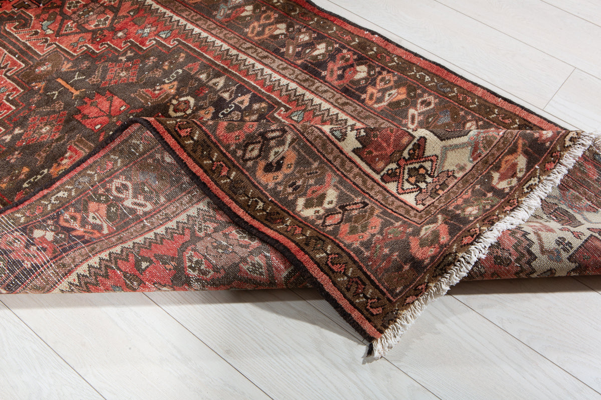 Tapis ancien en laine nouée à la main, rouge rouille délavé – 6' 6" x 3' 3" (199 x 100 cm)