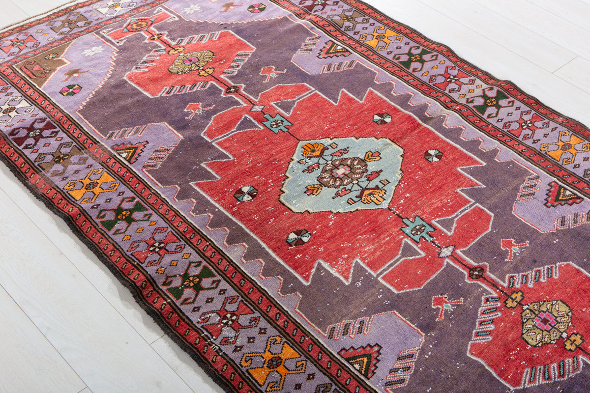Collectible Antique Purple & Red Rug – 7' 2" x 4' 1" (219 x 125 cm)