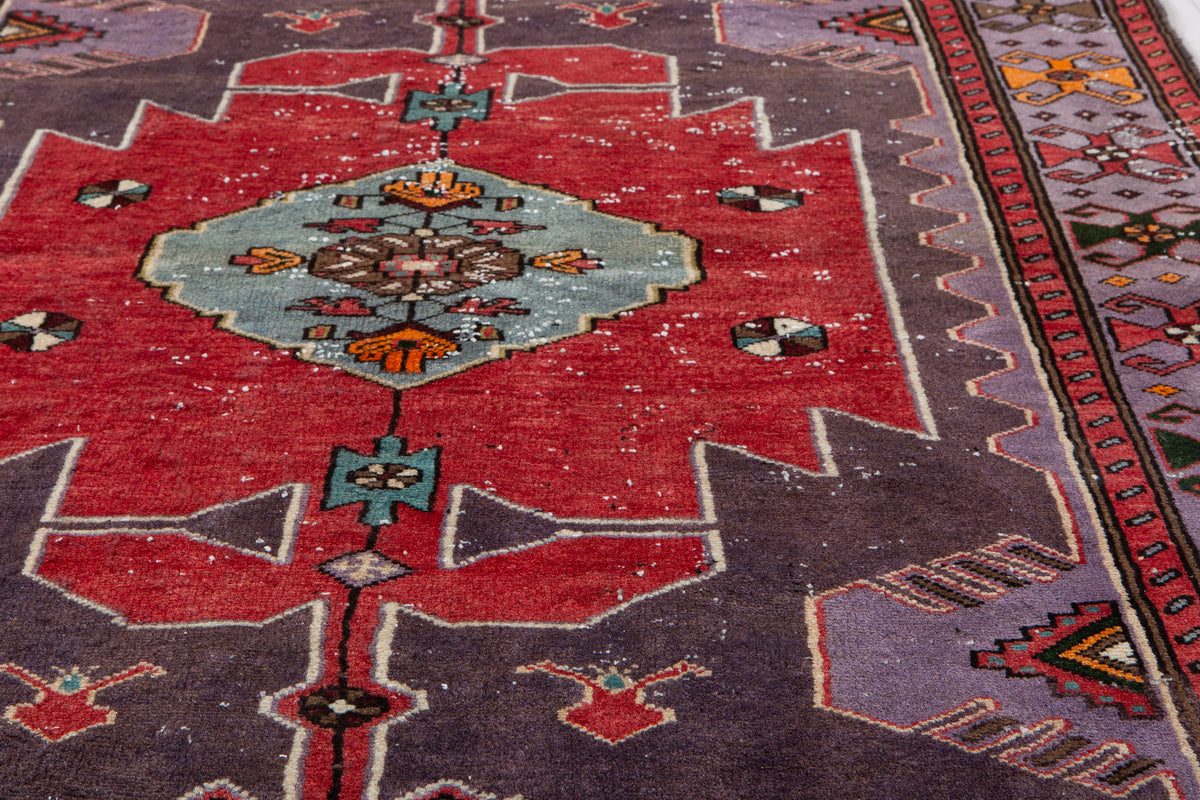 Collectible Antique Purple & Red Rug – 7' 2" x 4' 1" (219 x 125 cm)