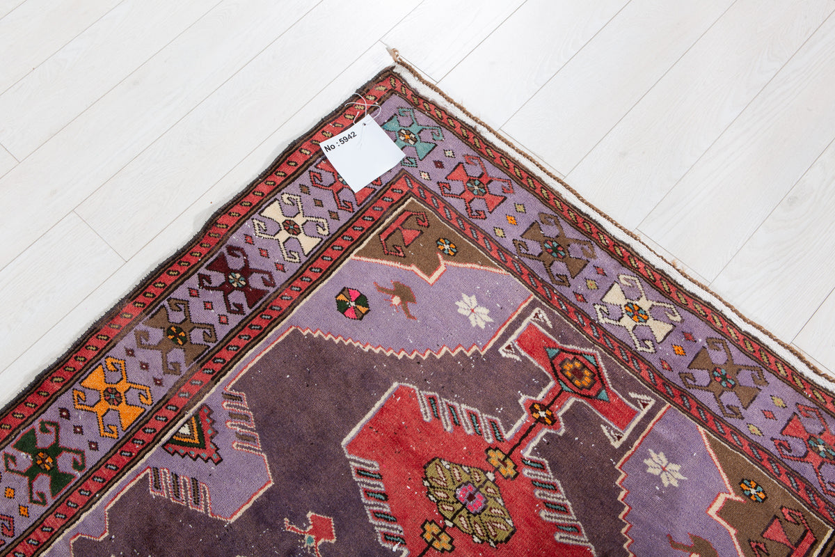 Collectible Antique Purple & Red Rug – 7' 2" x 4' 1" (219 x 125 cm)