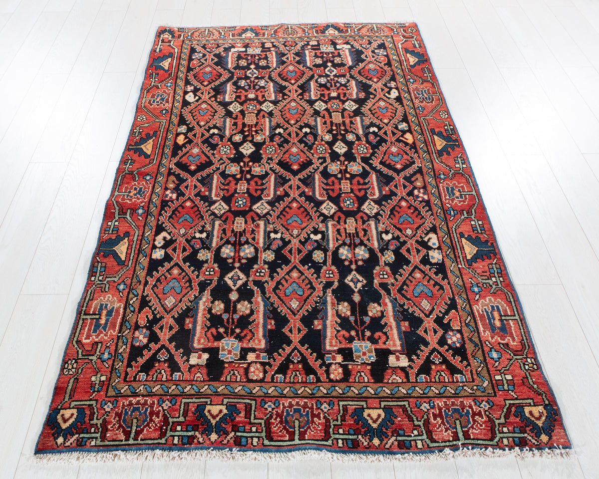 Collectible Antique Deep Navy Blue Rug – 6' 10" x 4' 2" (209 x 126 cm)