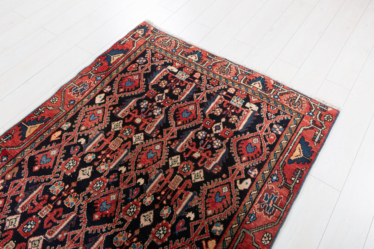 Collectible Antique Deep Navy Blue Rug – 6' 10" x 4' 2" (209 x 126 cm)