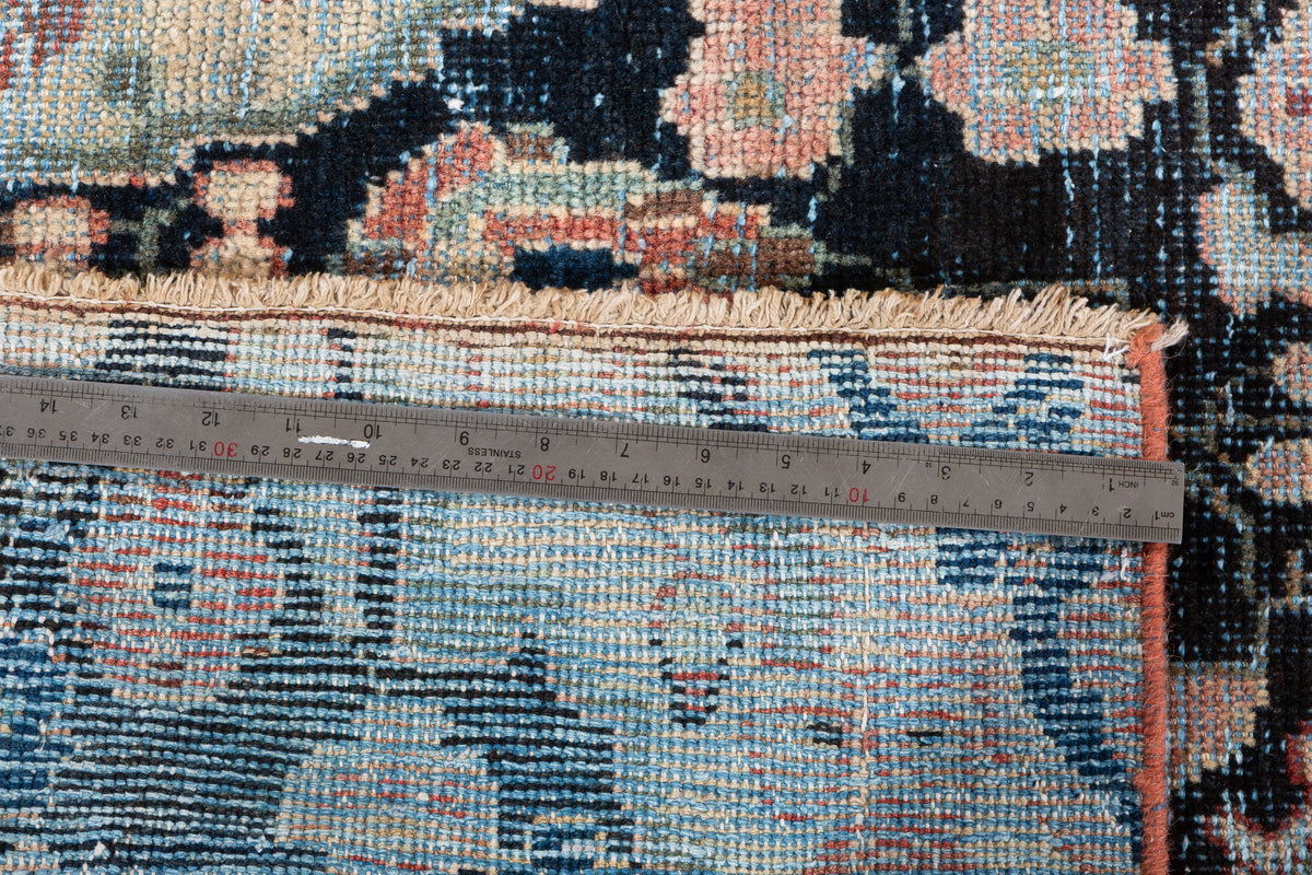Antique Distressed Floral Wool Runner, Faded Black, Blush & Beige – 8' 2" x 2' 9" (248 x 84 cm)