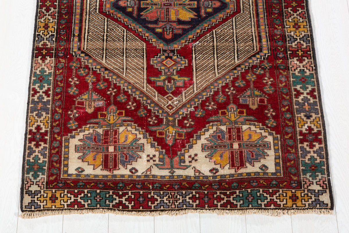 Small Antique Camel Brown & Red Rug – 5' 4" x 3' 4" (162 x 102 cm)
