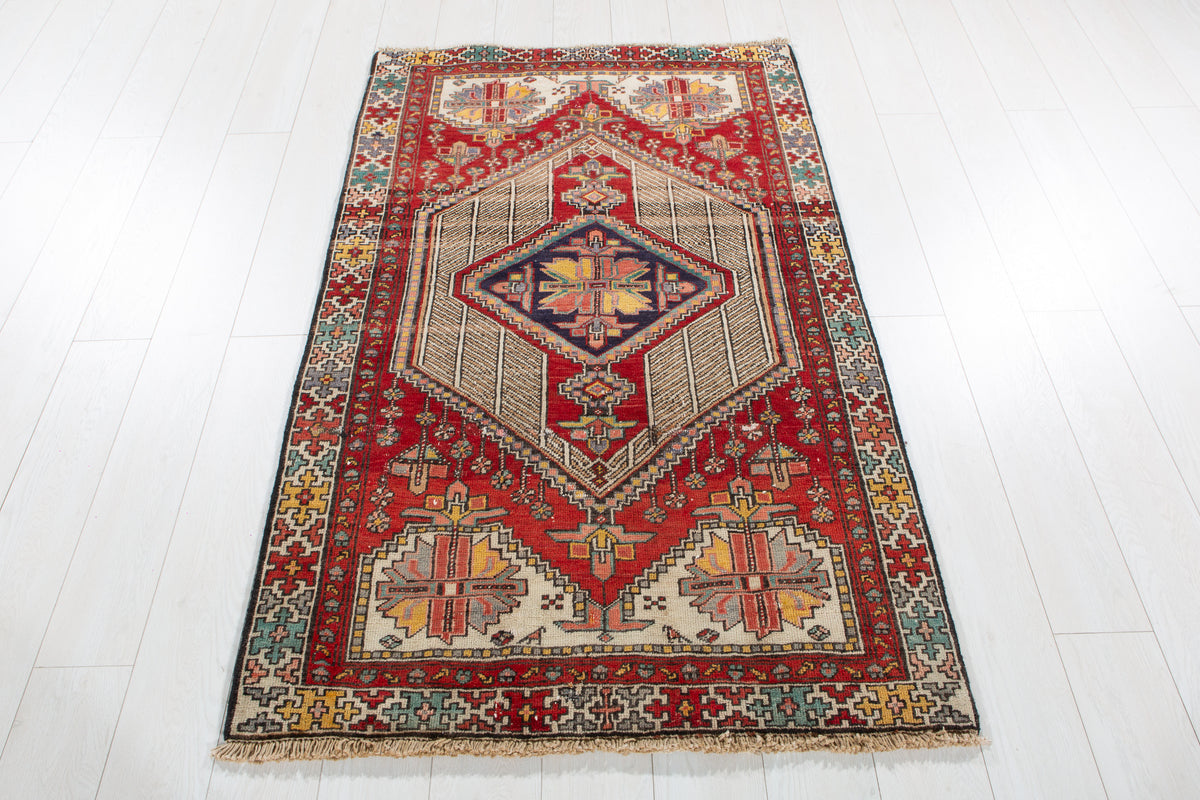 Small Antique Camel Brown & Red Rug – 5' 4" x 3' 4" (162 x 102 cm)