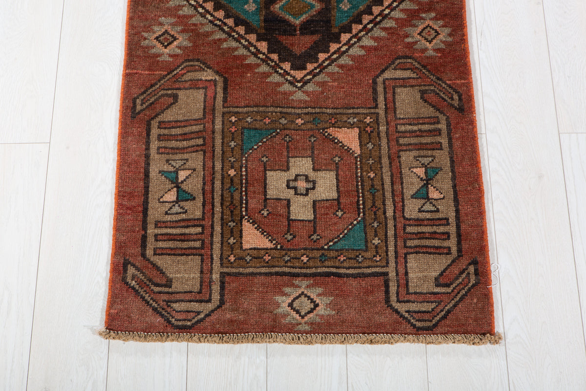 Small Antique Rust Red Rug – 4' 8" x 2' 4" (142 x 71 cm)