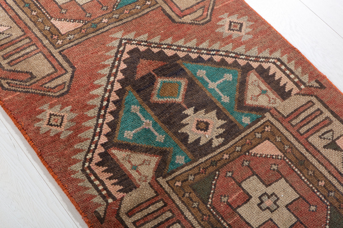 Small Antique Rust Red Rug – 4' 8" x 2' 4" (142 x 71 cm)