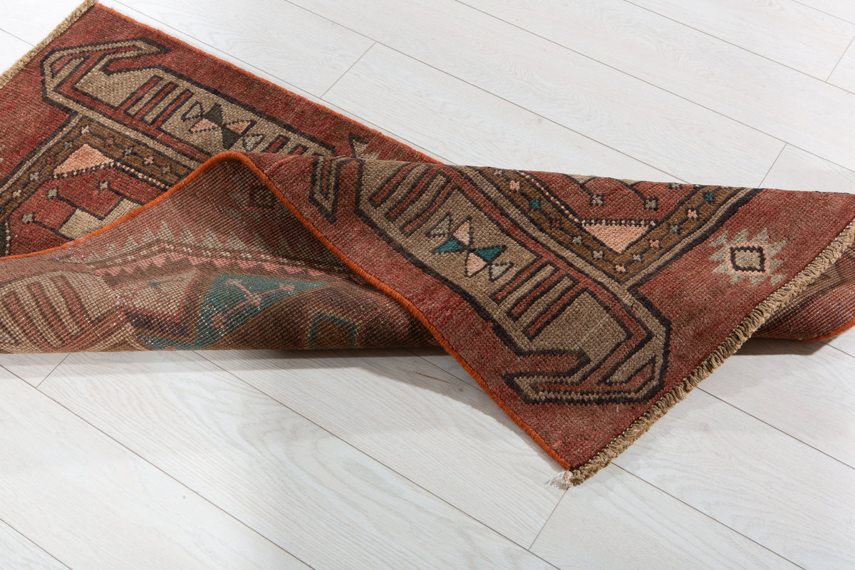 Small Antique Rust Red Rug – 4' 8" x 2' 4" (142 x 71 cm)