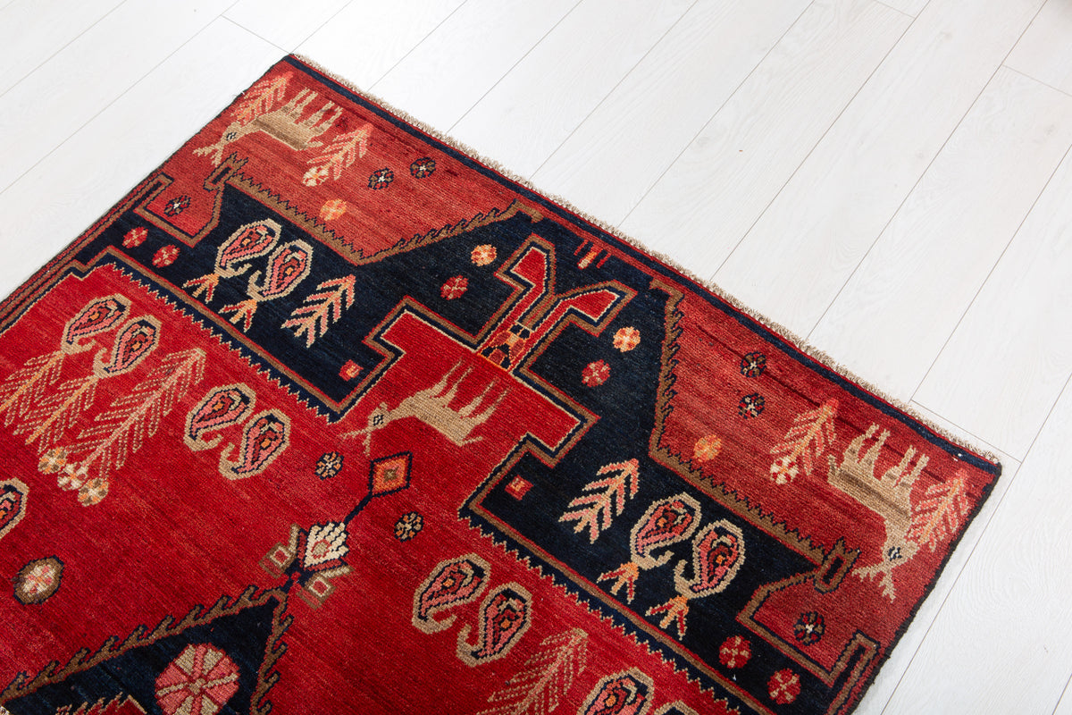 Small Vintage Red Rug – 3' 8" x 2' 11" (113 x 90 cm)