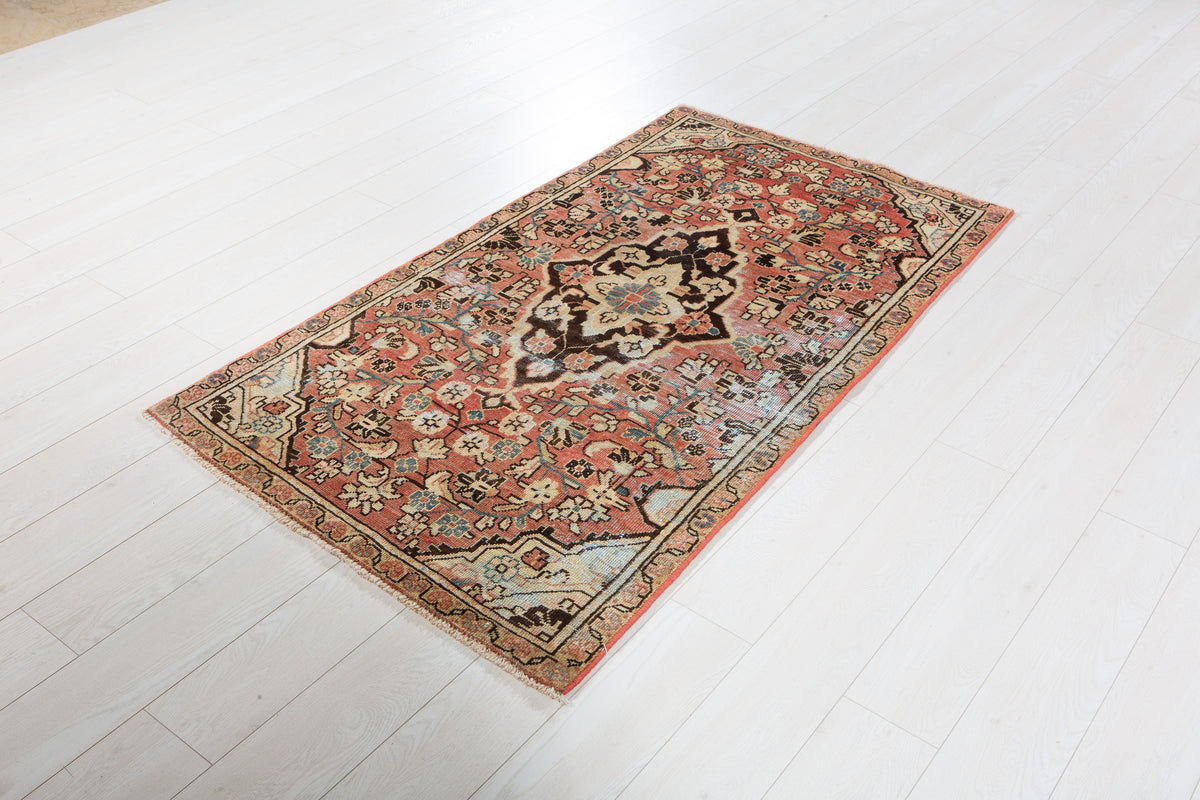 Small Antique Rust Red Rug – 5' 7" x 3' 1" (171 x 93 cm)