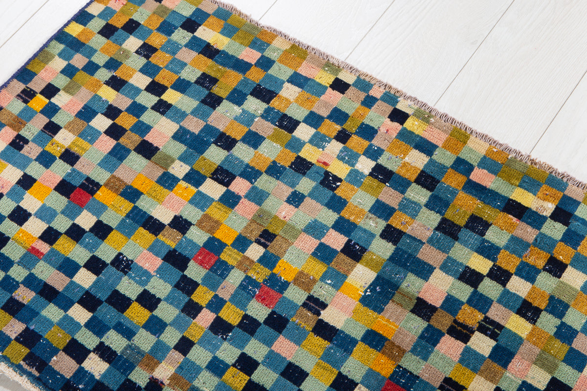 Small Antique Multicolor Rug – 3' 1" x 1' 10" (93 x 57 cm)