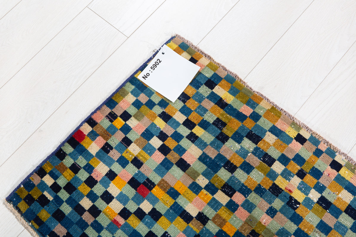 Small Antique Multicolor Rug – 3' 1" x 1' 10" (93 x 57 cm)