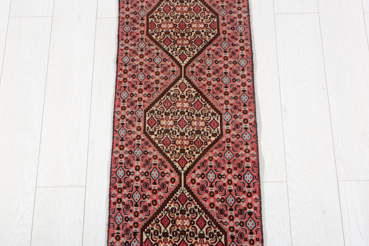 Small Antique Coral Pink Rug – 4' 1" x 1' 5" (124 x 43 cm)