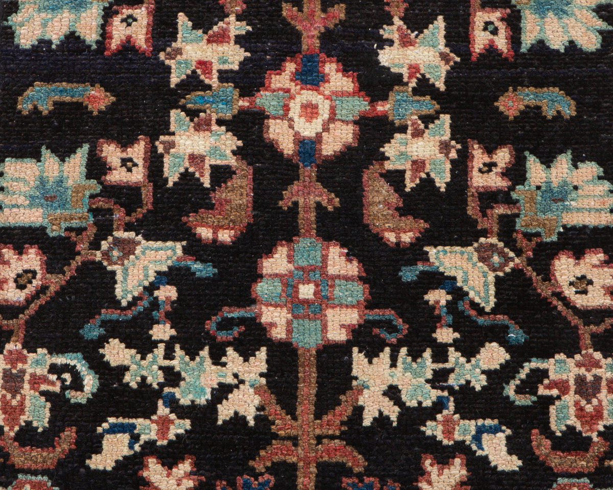 Small Antique Navy Blue Rug – 1' 11" x 1' 10" (58 x 57 cm)