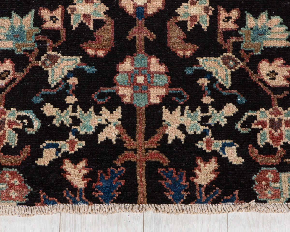 Small Antique Navy Blue Rug – 1' 11" x 1' 10" (58 x 57 cm)