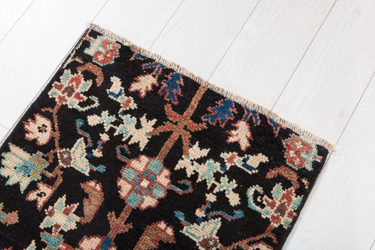 Small Antique Navy Blue Rug – 1' 11" x 1' 10" (58 x 57 cm)