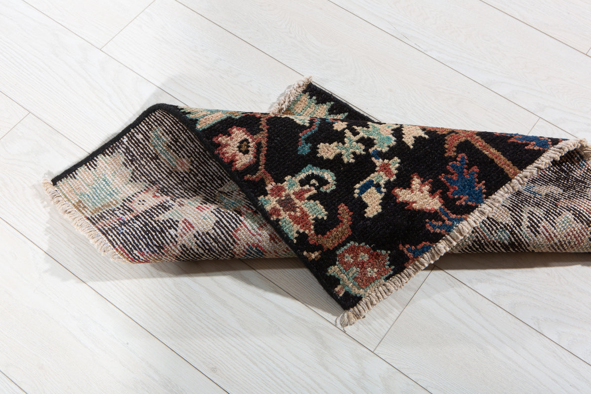 Small Antique Navy Blue Rug – 1' 11" x 1' 10" (58 x 57 cm)
