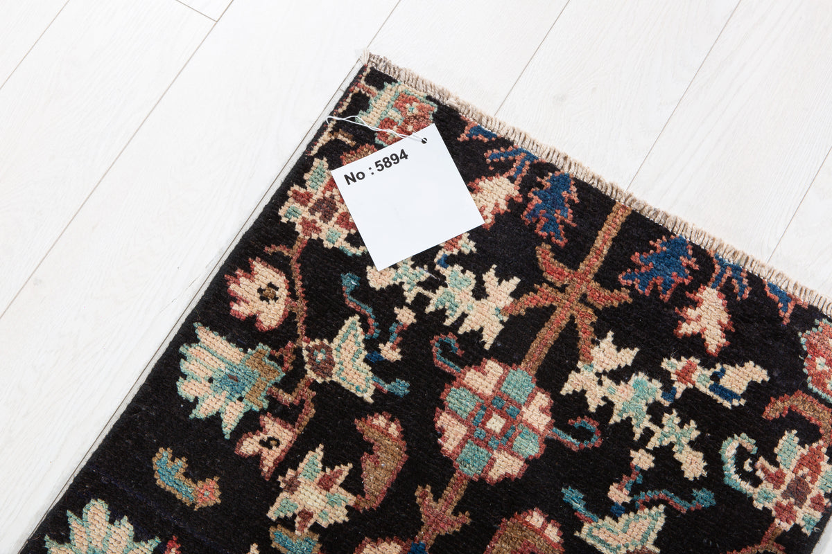 Small Antique Navy Blue Rug – 1' 11" x 1' 10" (58 x 57 cm)