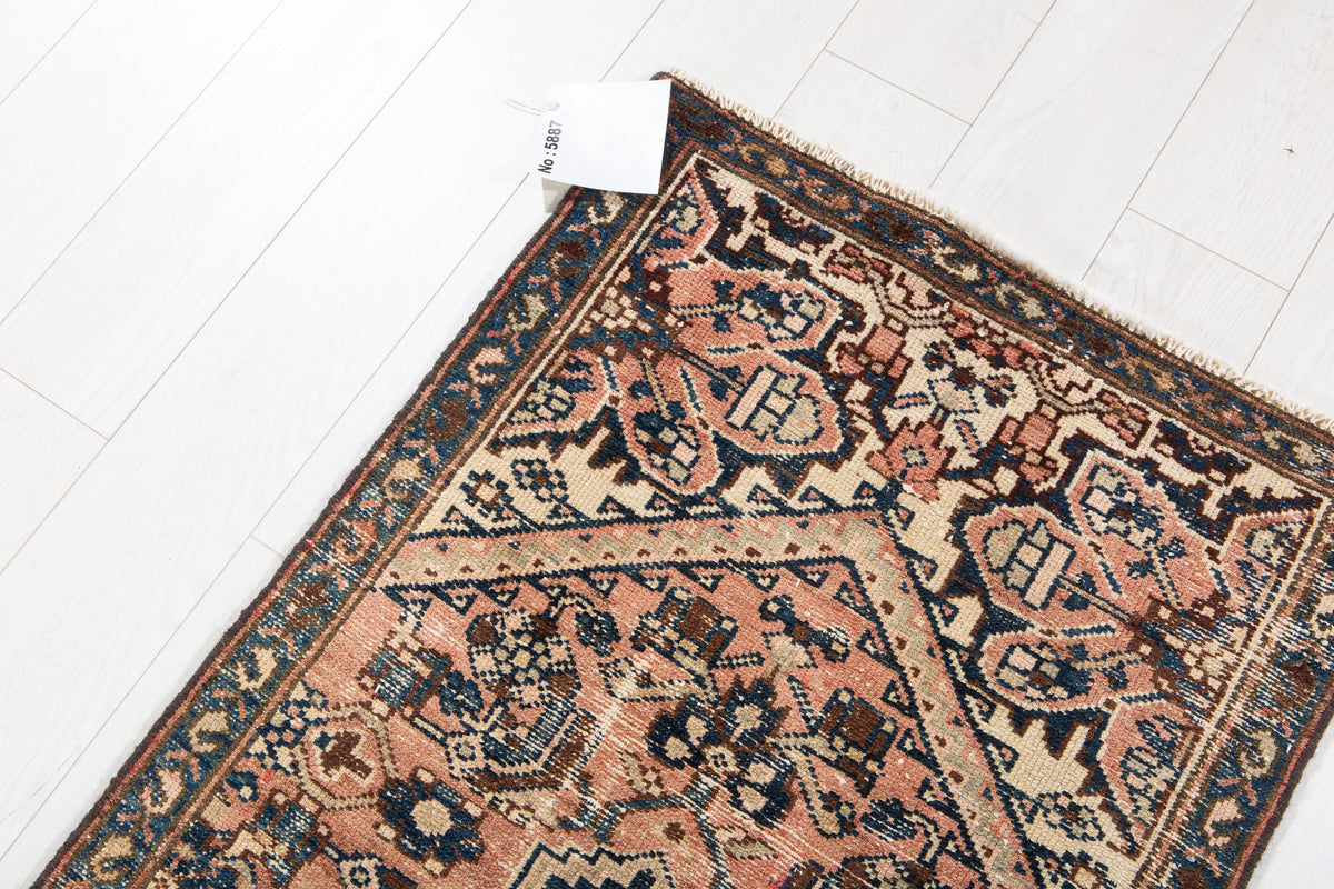 Antique Faded Rust Red Rug – 6' 1" x 2' 4" (186 x 71 cm)