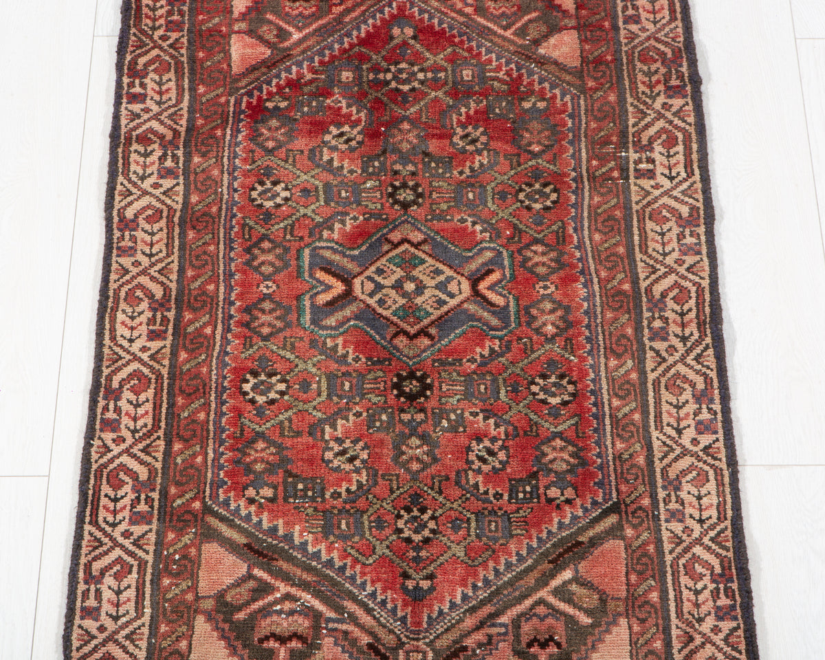 Small Antique Faded Rust Red Rug – 3' 10" x 2' 4" (118 x 71 cm)