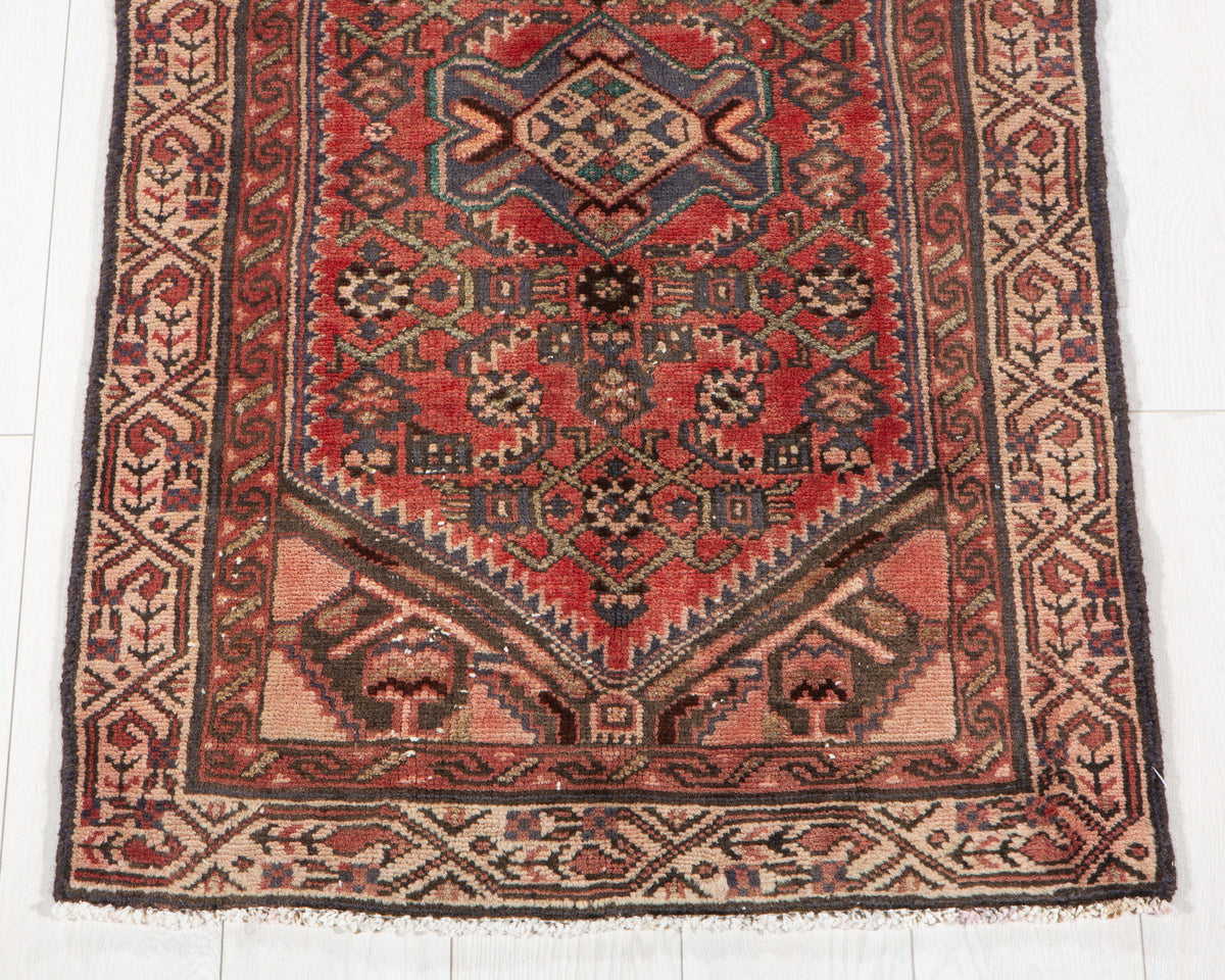 Small Antique Faded Rust Red Rug – 3' 10" x 2' 4" (118 x 71 cm)