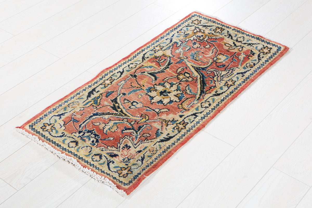 Small Antique Faded Red Rug – 3' 7" x 1' 8" (108 x 52 cm)
