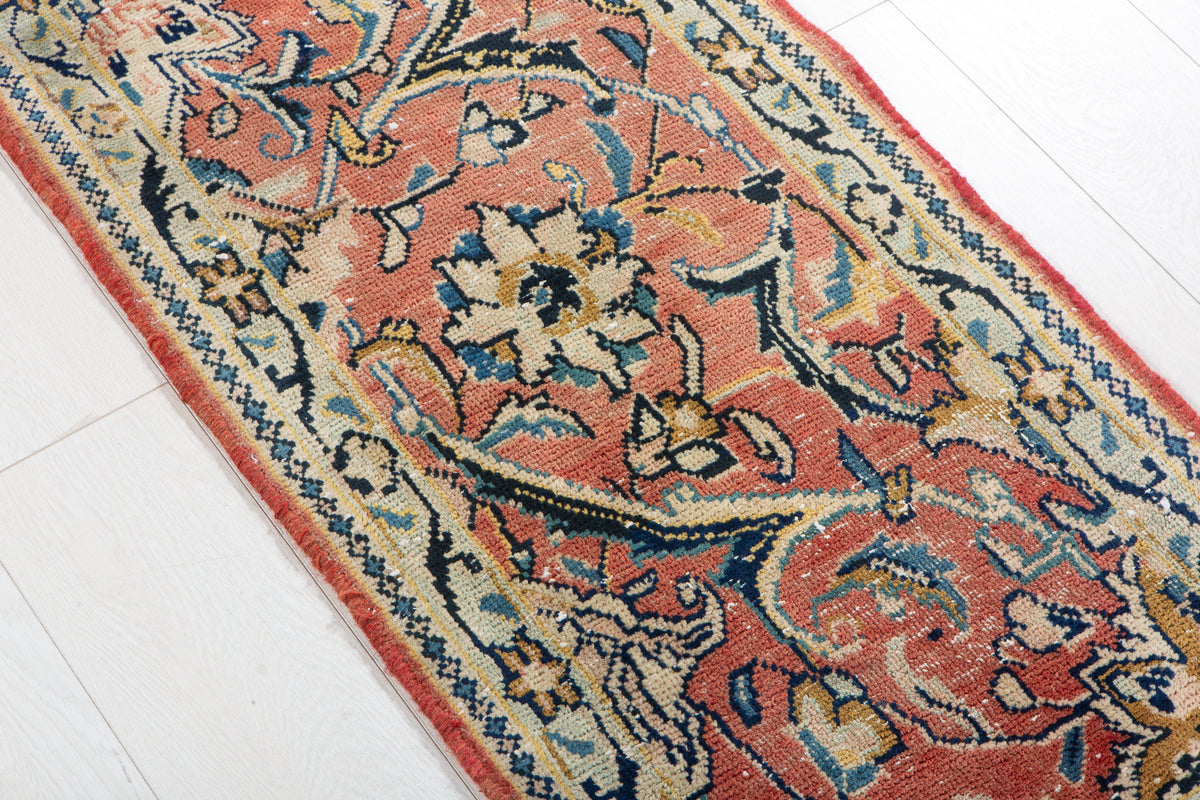 Small Antique Faded Red Rug – 3' 7" x 1' 8" (108 x 52 cm)