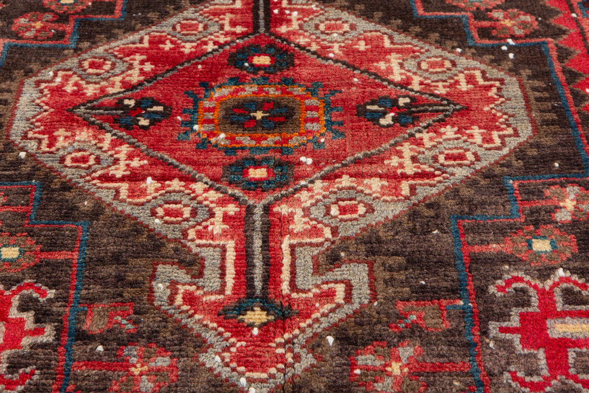 Small Antique Charcoal Black, Rust Red Rug – 3' 4" x 2' 0" (101 x 60 cm)