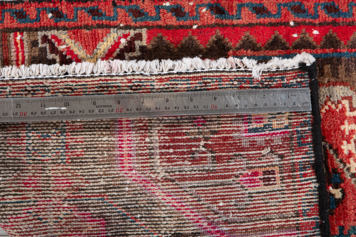 Small Antique Charcoal Black, Rust Red Rug – 3' 4" x 2' 0" (101 x 60 cm)