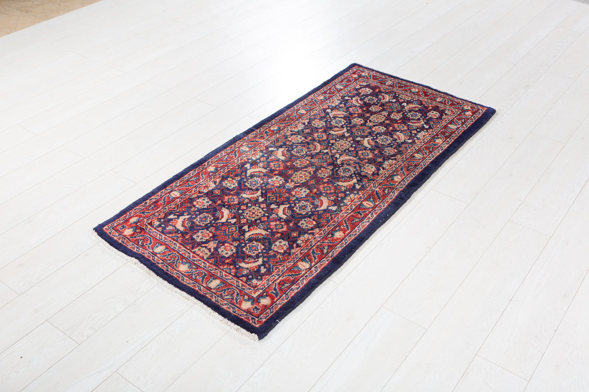 Small Antique Navy Blue Rug – 5' 3" x 2' 6" (160 x 75 cm)