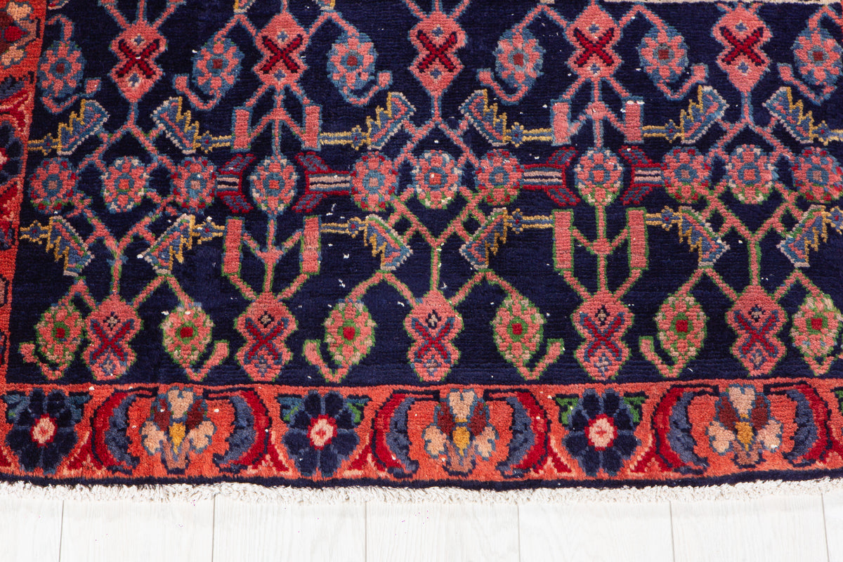 Petit tapis vintage, bleu marine – 3' 5" x 2' 8" (105 x 82 cm)