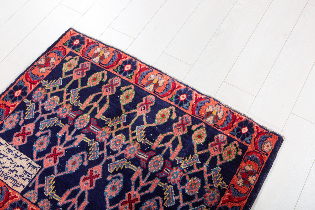 Petit tapis vintage, bleu marine – 3' 5" x 2' 8" (105 x 82 cm)