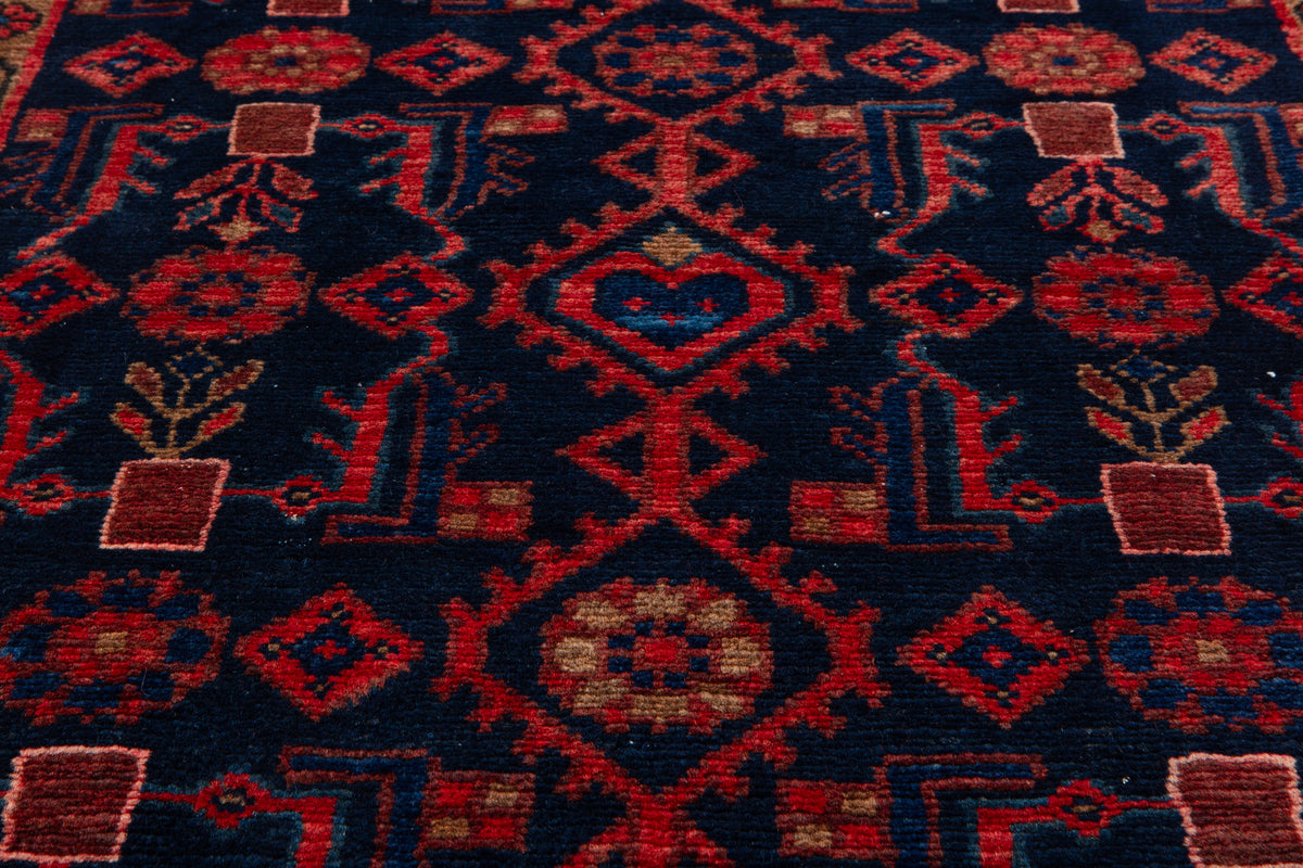 Small Antique Deep Navy Blue Rug – 4' 4" x 2' 6" (132 x 76 cm)