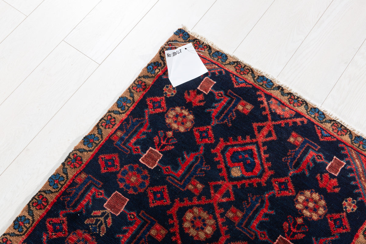 Small Antique Deep Navy Blue Rug – 4' 4" x 2' 6" (132 x 76 cm)