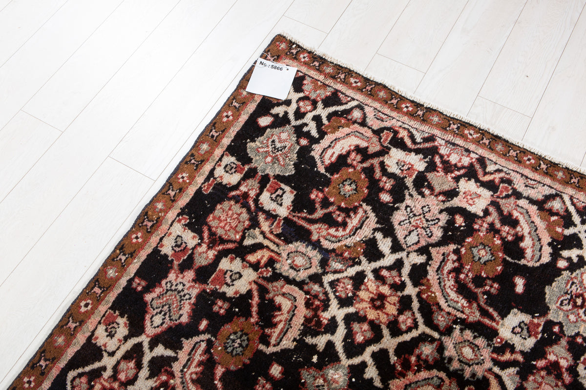 Antique Deep Navy Blue Area Rug – 8' 7" x 3' 8" (261 x 111 cm)