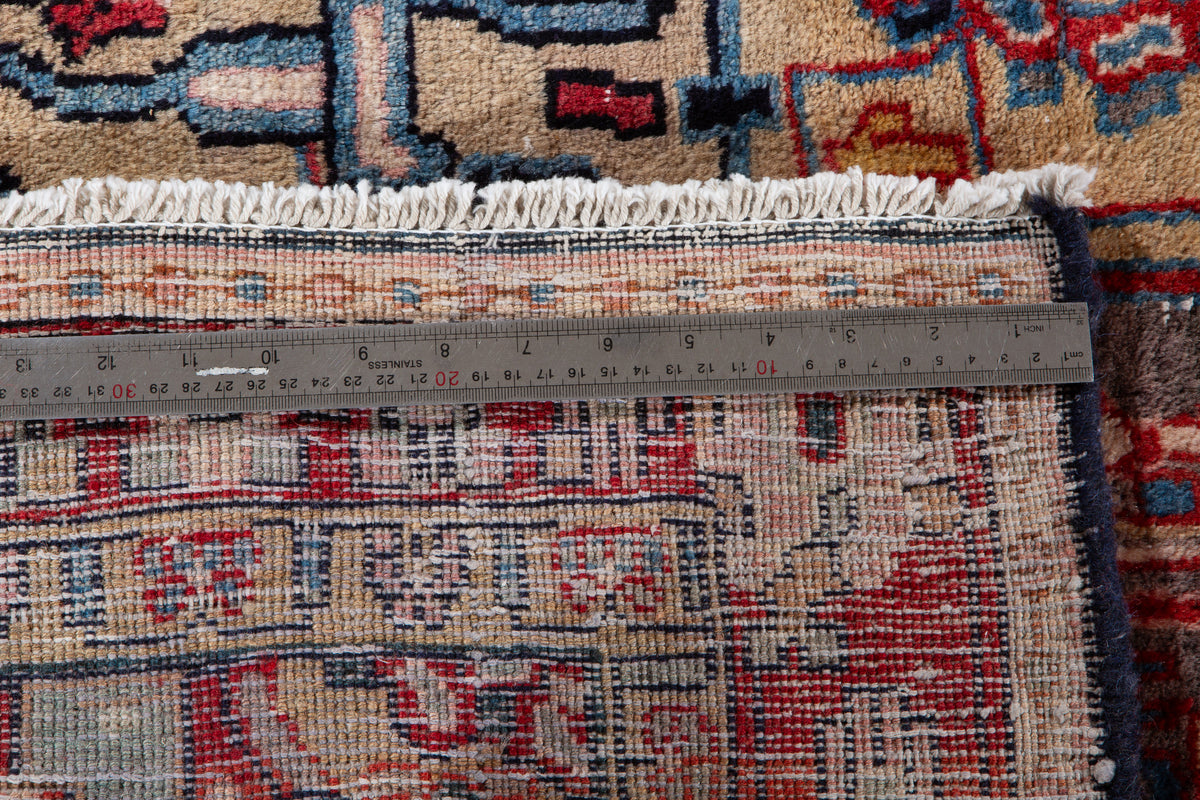 Antique Deep Navy Blue, Red and Brown Area Rug – 9' 7" x 3' 8" (292 x 113 cm)