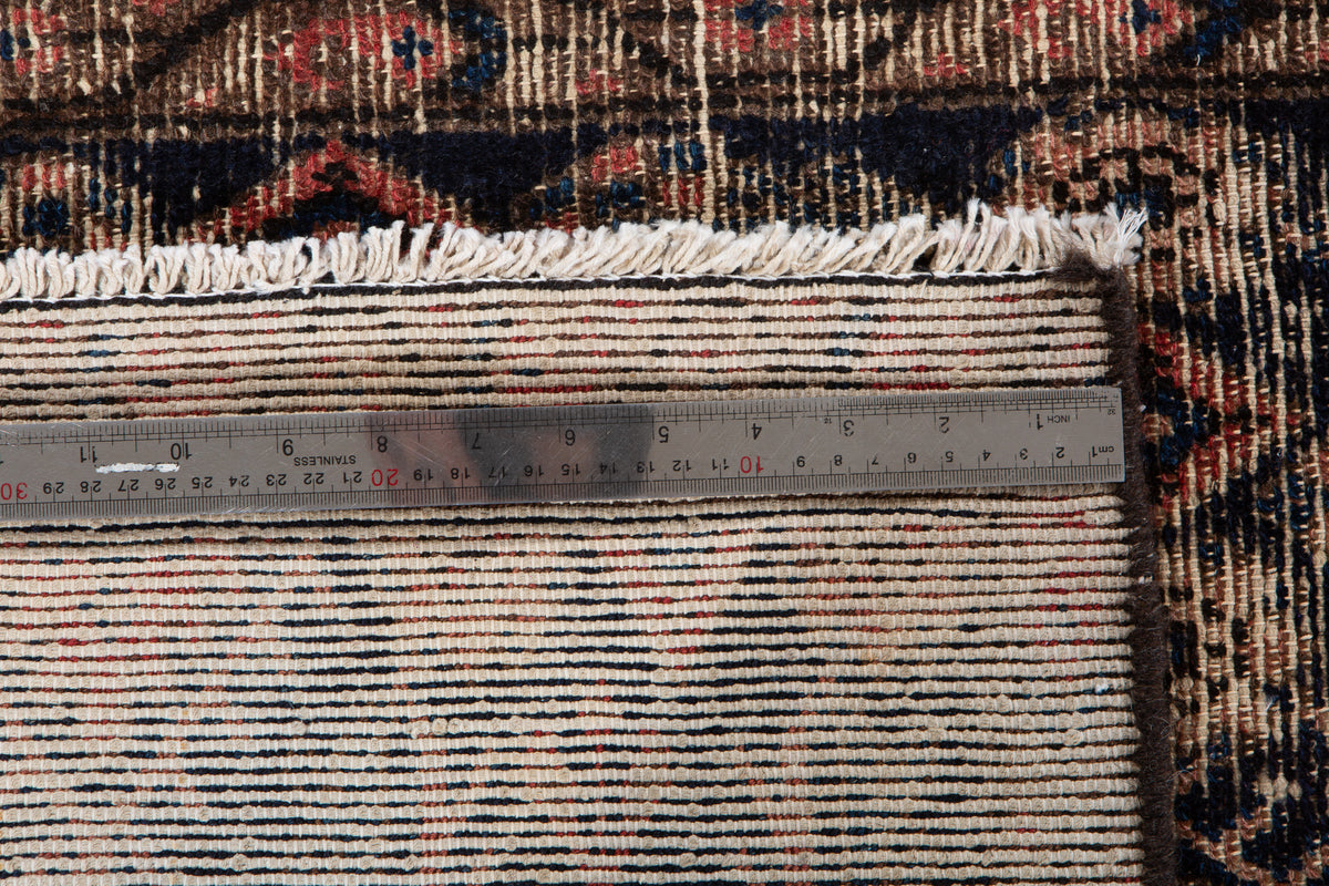 Antique Deep Navy Blue Geometric Runner Rug – 11' 7" x 2' 0" (353 x 60 cm)